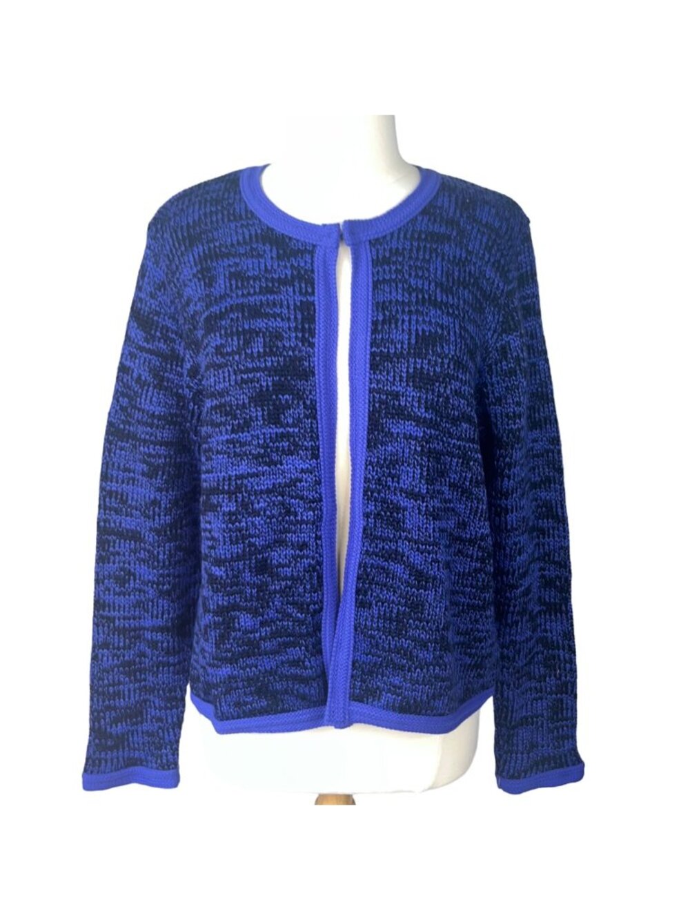 Karen Lessly Cardigan Sweater 2X Blue Black New Winter